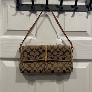 Coach Brown and Tan Signature Clutch